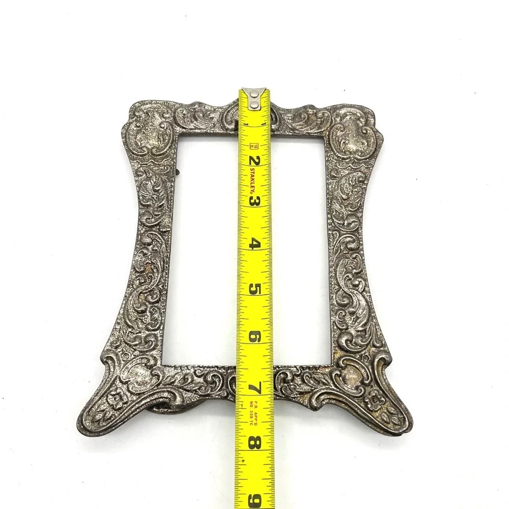 Vintage‎ Ornate Silver Tone Metal Picture Frame Art Nouveau Scrollwork 4x6